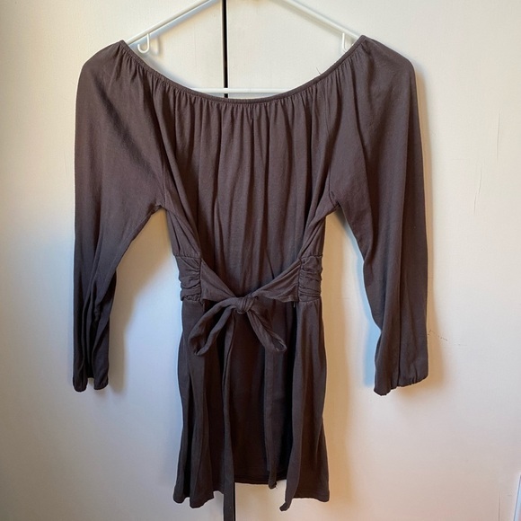 Forever 21 Scoop Neck Brown Top Tie Back Size Small - Picture 2 of 4